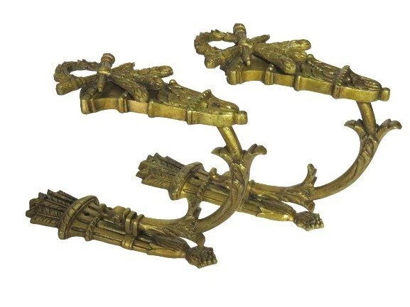 Pair Large Antique French Victorian Style Ornate Cast Brass Curtain Tie Backs 11