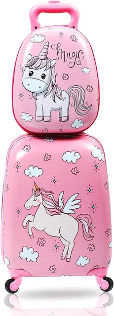 2 Pcs Kid Luggage Set, 12” Backpack & 16” Kid Carry on Suitcase with Spinner Whe