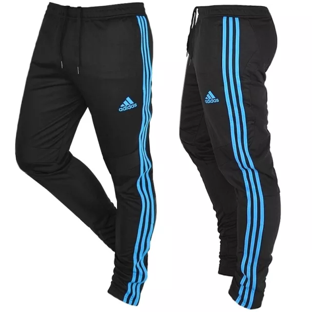 ADIDAS UOMO PANTALONI Calcio Sport Pantaloni Corsa Nero/Blu EUR 36,70 - PicClick IT