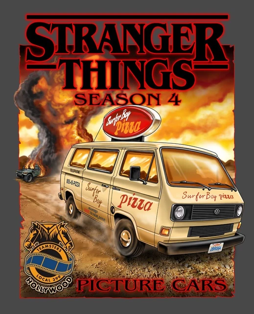 STRANGER THINGS S4 T Shirt Surfer Boy Pizza Van Season 5 Five adult
