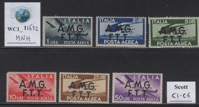 WC1_11632. TRIESTE FTT. 1947 DEMOCRATICA air mail set. Scott C1-C6. MNH