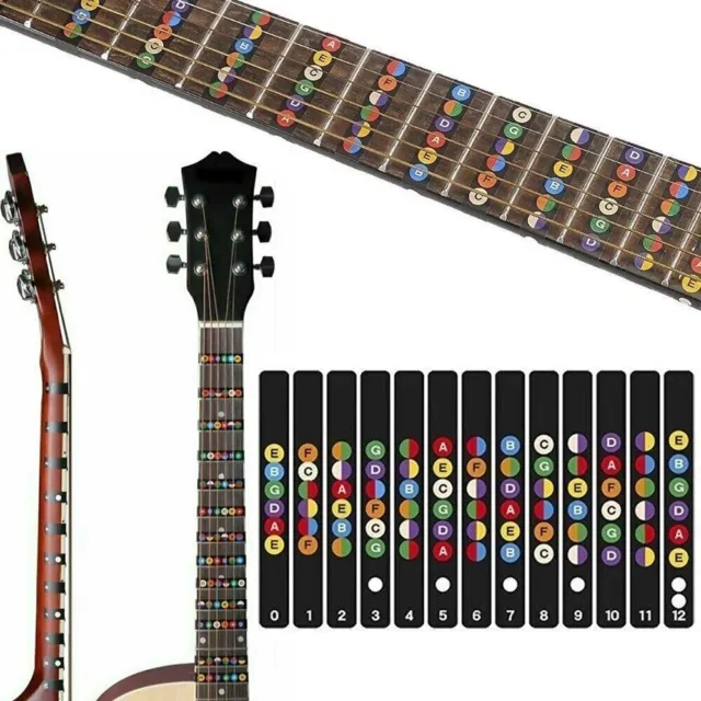 Guitar Fretboard Note Decal FingerBoard Musical Scale Sticker Black for Beginner