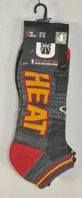 NBA Men's Miami Heat Low Cut Sock 6-12 (3 Pair) Officially Licensed Apparel NWT