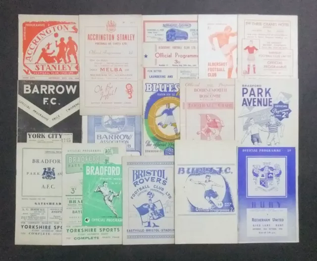 55 Former Football League teams Programmes from the 1940’s onwards