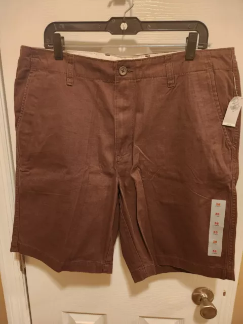 New Old Navy Lived-In Straight Chino Shorts Mens Brown Dark Walnut Size 38 *NWT*