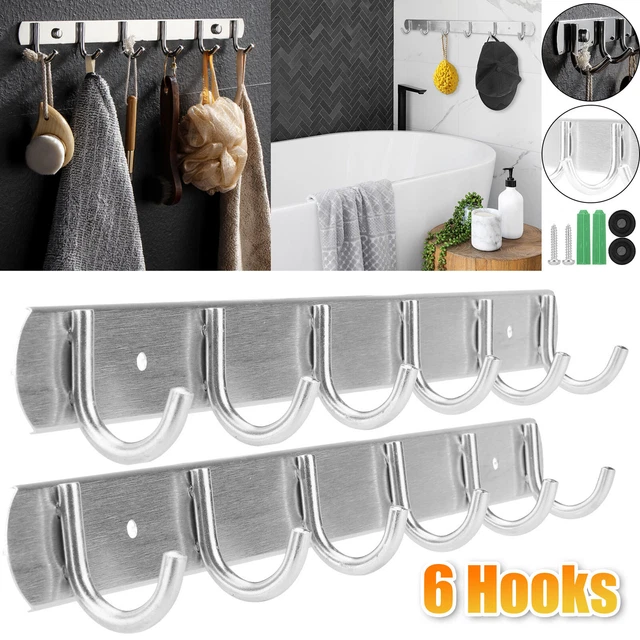 6 Hooks Coat Robe Hat Clothes Wall Mount Hanger Towel Rack Holder Key Organizer