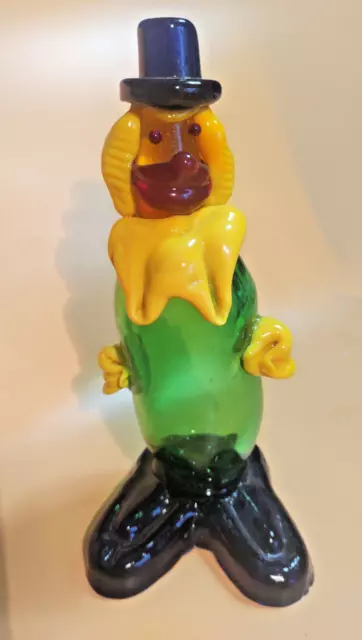 Murano Art Glass Clown Hand Blown Made In Italy 9" Tall