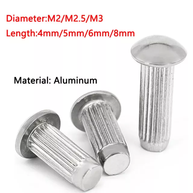 Solid Rivets Aluminum Knurled Rivets for Name Plate Dome Round Head M2 M2.5 M3