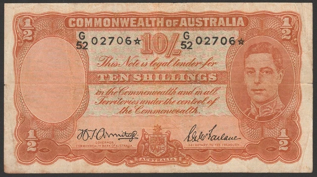 AUSTRALIA 10/- ARMITAGE-MCFARLANE Star G/52. R-13S. The Rarest Star ...