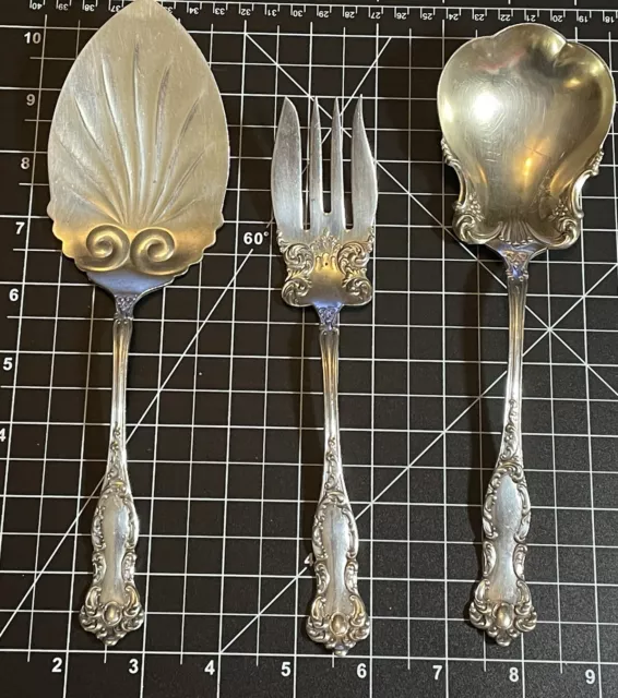 WM ROGERS Son AA Silverplate Serving Set 3 Piece Oxford Pattern 56.82 PicClick AU