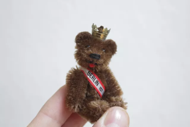 Vintage Miniature Tiny Schuco Heike Jointed Berlin Bear 2,5inch Mohair rare