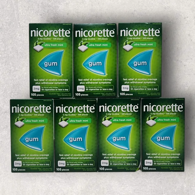 Nicorette Gum Fresh Mint 2mg 735 pieces Total Quit Stop Smoking Aid 2