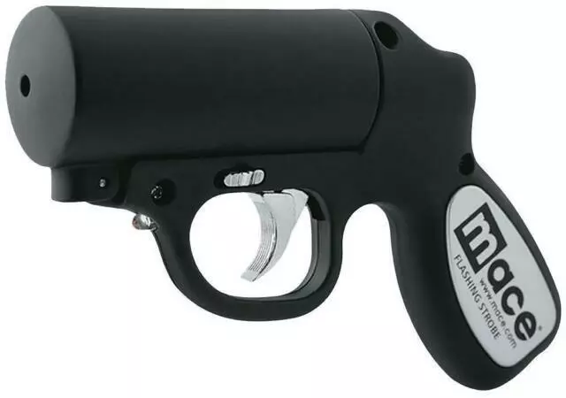 Mace Brand Self Defense Pepper Spray Gun with Strobe LED (Matte Black) –