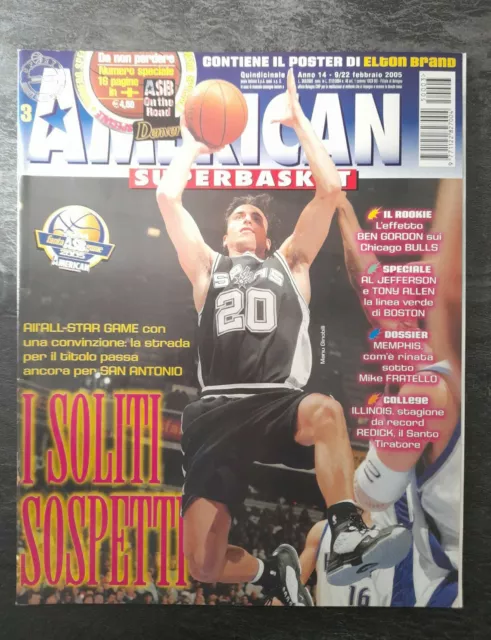AMERICAN SUPERBASKET n. 3/2005 - MANU GINOBILI SPURS + POSTER ELTON BRAND - NBA