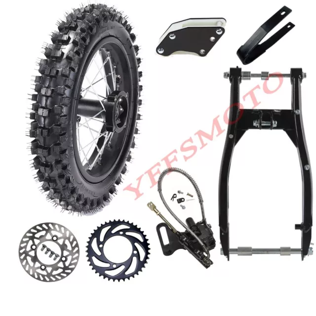80/100-12 Wheel Rim Tyre Rear Swing Arm w/Sprocket Brake for CRF70 KLX KX DRZ AU