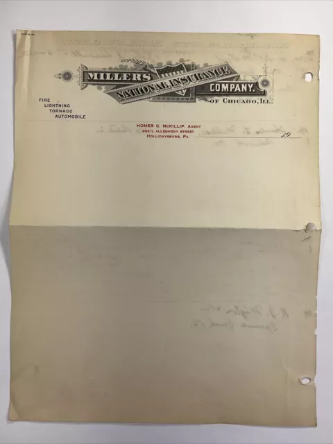 1940s Millers National Insurance Company Hollidaysburg, Pennsylvania Letterhead