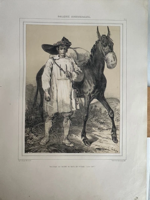 Lithographie Originale XIXe – Théodore Valerio, Costume Breton De Guérande