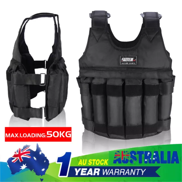 50kg Weighted Vest Adjustable Loading Weight Jacket Exercise Training Fitness GD