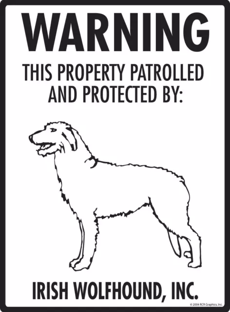 Warning! Irish Wolfhound - Property Protected Aluminum Dog Sign - 9" x 12"