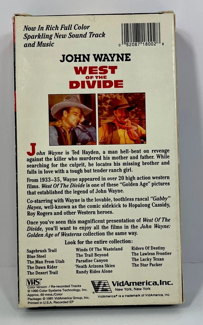 WEST OF THE Divide (VHS 1990) John Wayne, Gabby Hayes, Virginia Faire ...