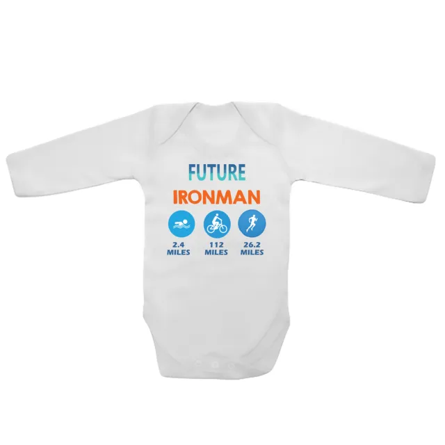 Future Ironman Swimming Cycling Running Baby Vests Bodysuits Grows Long Sleeve