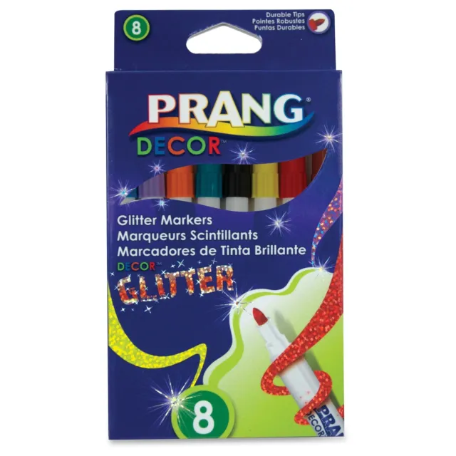 Prang Decor Glitter Markers - Assorted Water Based Ink - 8 / Set (dix-74008)