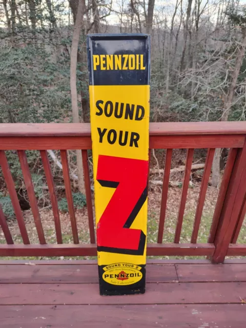 Vintage Pennzoil sound your Z vertical metal sign gas station advertising rare