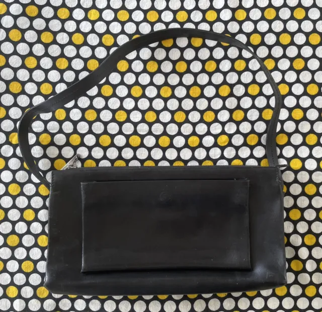 Max Studio Rectangle Black Faux Leather Vegan Bag Purse Handbag