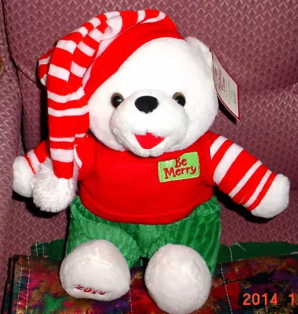 2014 WalMART CHRISTMAS Snowflake TEDDY BEAR White a Boy 13" red Outfit All New