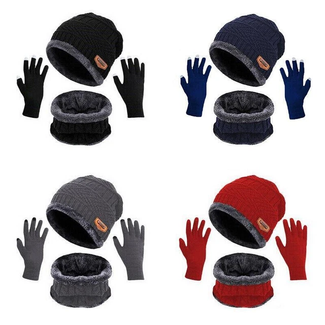 Guantes Para El Frio Bufandas De Mujer Hombre Gorros De Invierno Juego Chalina