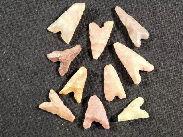 Big Lot of TEN! Ancient BOTTOM Notch Tidikelt Arrowheads 7.71