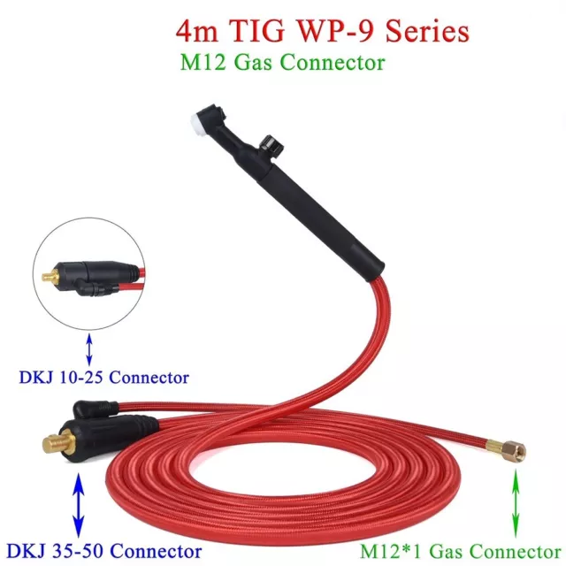 4M WP9F 9FV TIG Welding Torch Soft Hose Cable Wires M12*1mm DKJ 10-25 35-50