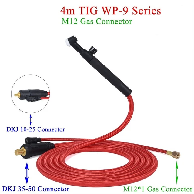 4M WP9F 9FV TIG Welding Torch Soft Hose Cable Wires M12*1mm DKJ 10-25 35-50