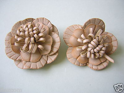 2 X Costume Nude Color Leather Brooch/Clip Dirndl Blossoms