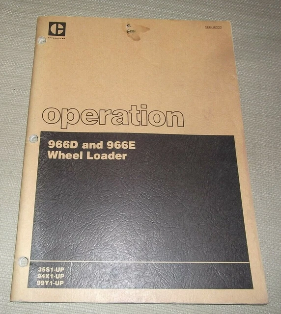 Gatto CATERPILLAR 966D 966E Ruota Carico Operazione Manuale Libro S/N 35S 94X 9