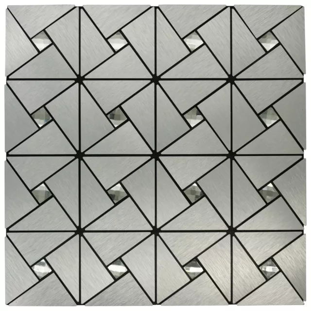 Mosaic Tile Stickers Self-adhesive Metal Silver Diamond Easy Fit Aluminium
