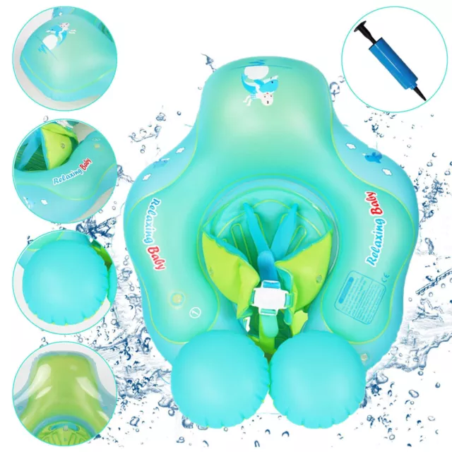 Baby Floating Swim Ring Inflatable Infant Toddler Pool Safety Seat Belt w/ Pump