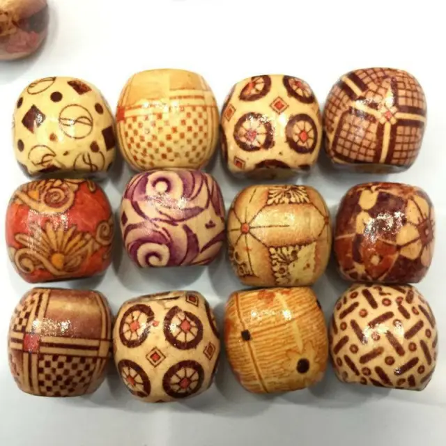 Wooden Beads Large Hole Charms 100pcs for Macrame Crafts Mixed BOHO