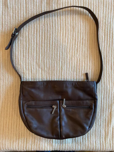Late 90s Stone Mountain Purse Cognac Leather Shoulder Bag 