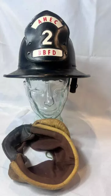 Vtg MSA Fireman's Helmet Size 7 AHEC 2 BBFD Mine Safety Appliances Co. USA