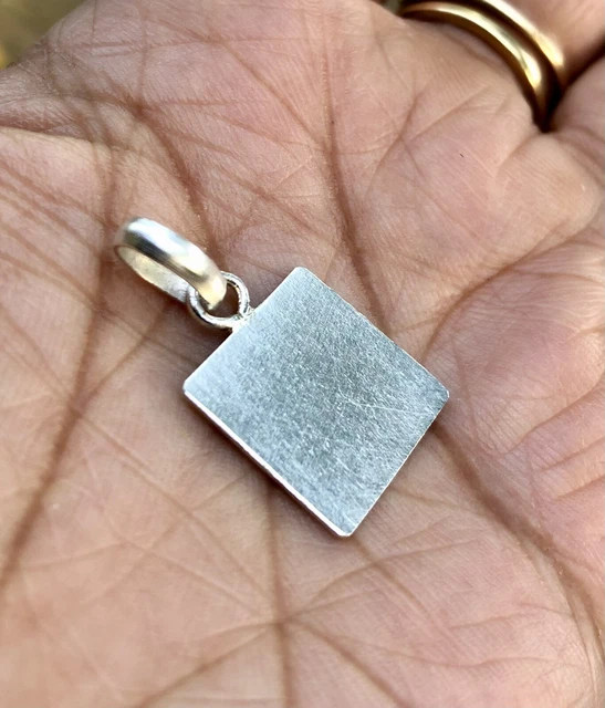 Pendentif Carré Hindou En Argent Massif - Bijou Religieux Fait Main (2 Pièces)