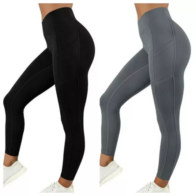 Women High Waist Gym Leggings Pocket Fitness Sports Running Ladies Yoga Pants