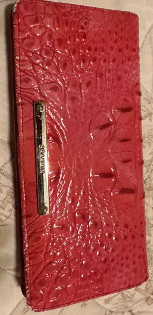 Pre-owned Brahmin Ady Coral Ombre Croc-embossed Genuine Leather Wallet