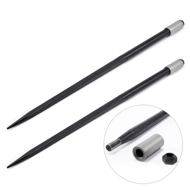 49 In. Hay Bale Spear 4500lb Cap Quick Attachments with Sleeves Nuts Set of 2