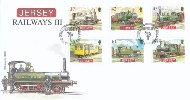 (132907) Railway History III minisheet GB Jersey FDC 2009