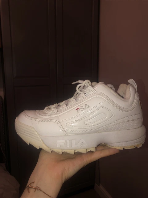 WHITE FILA TRAINERS Women s Size 5 38.5 90s Chunky Retro Vintage