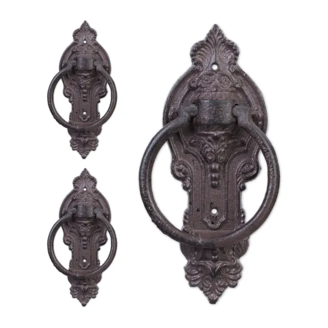 Heurtoir de porte antique lot de 3 fonte de fer métal marteau de porte brun