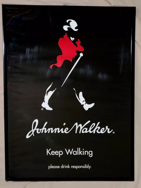Vintage Johnnie Walker Black Keep Walking 25X18" Framed Print TC