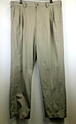 Croft & Barrow Mens 36 x 32 Pants Khaki Beige Classic Fit Pleated Front