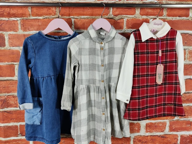GIRLS BUNDLE AGE 2-3 YEARS ZARA H&M etc DRESS SET TARTAN DENIM PARTY KIDS 98CM